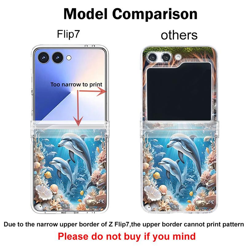 Starry Sea Dolphin Print Case For Samsung Z FlIP 7 FE 6 5 Magnetic Hinged Clear Hard PC Folding Phone Cover For Galaxy Z Flip7 Flip6 Flip5