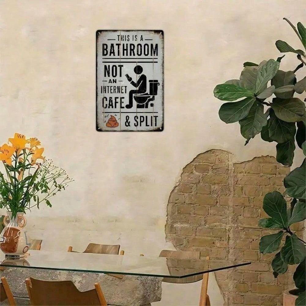Vintage Metal Poster Wall Art, Rusty Tin Sign for Toilet Bathroom