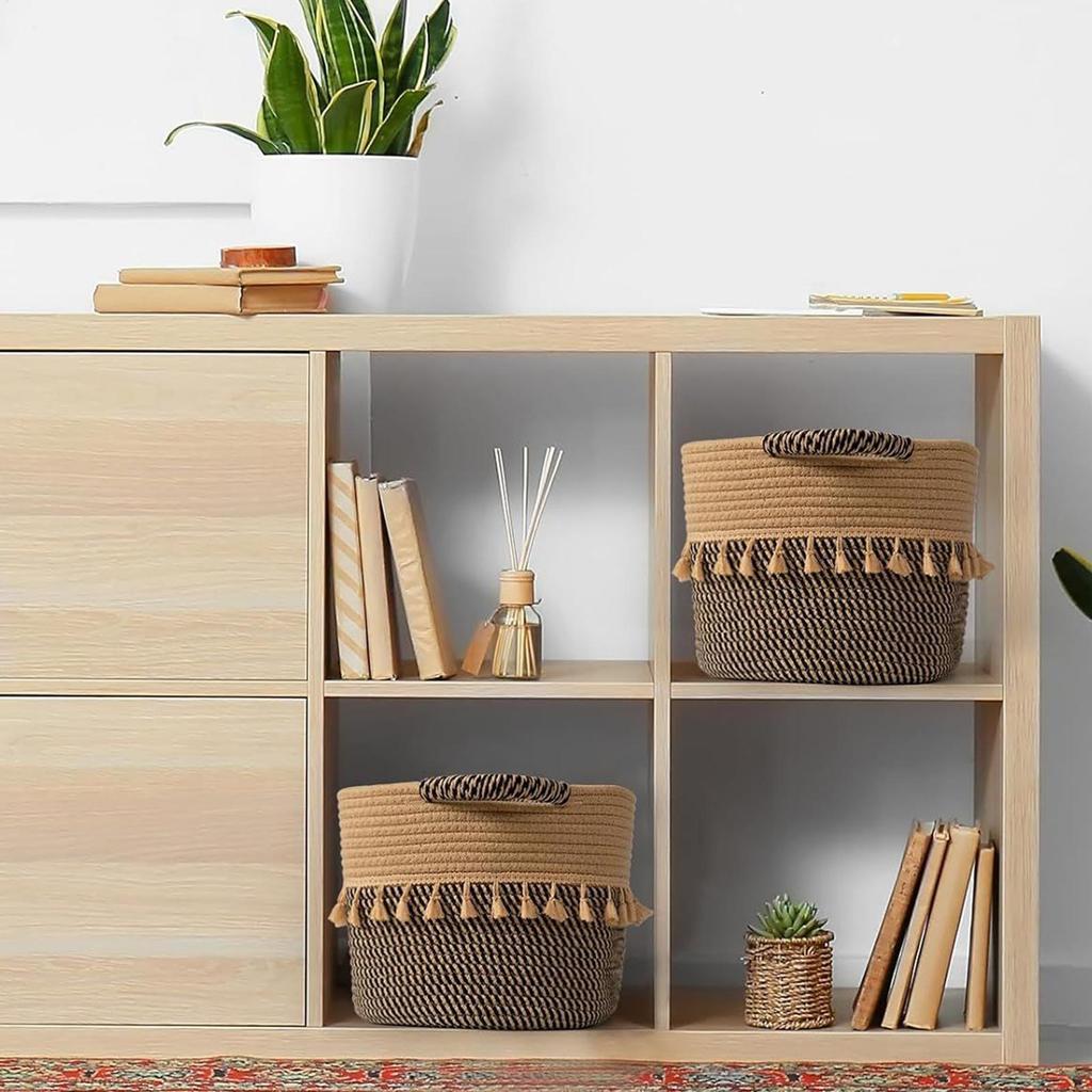 Baskets For Organizing Rustic With Handles Cotton Rope Woven Storage Basket For Closet Laundry Room Bathroom Bedroom Kitchen