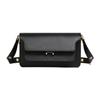 Borsa a tracolla in pelle regolabile con chiusura a bottone a pressione in pelle di vitello Nera SBMP0121U0LV520ZN99N