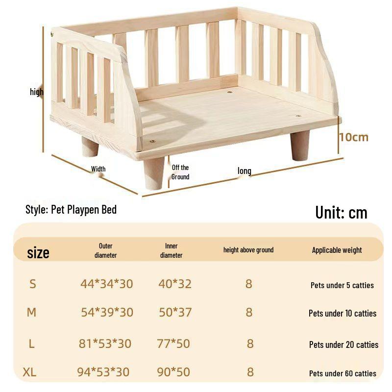 

Solid Wood Pet Bed: All-Season, Removable, Washable, Off-Ground Design for Cats and Small Dogs. M for Cats/Dogs Under 10 lbs