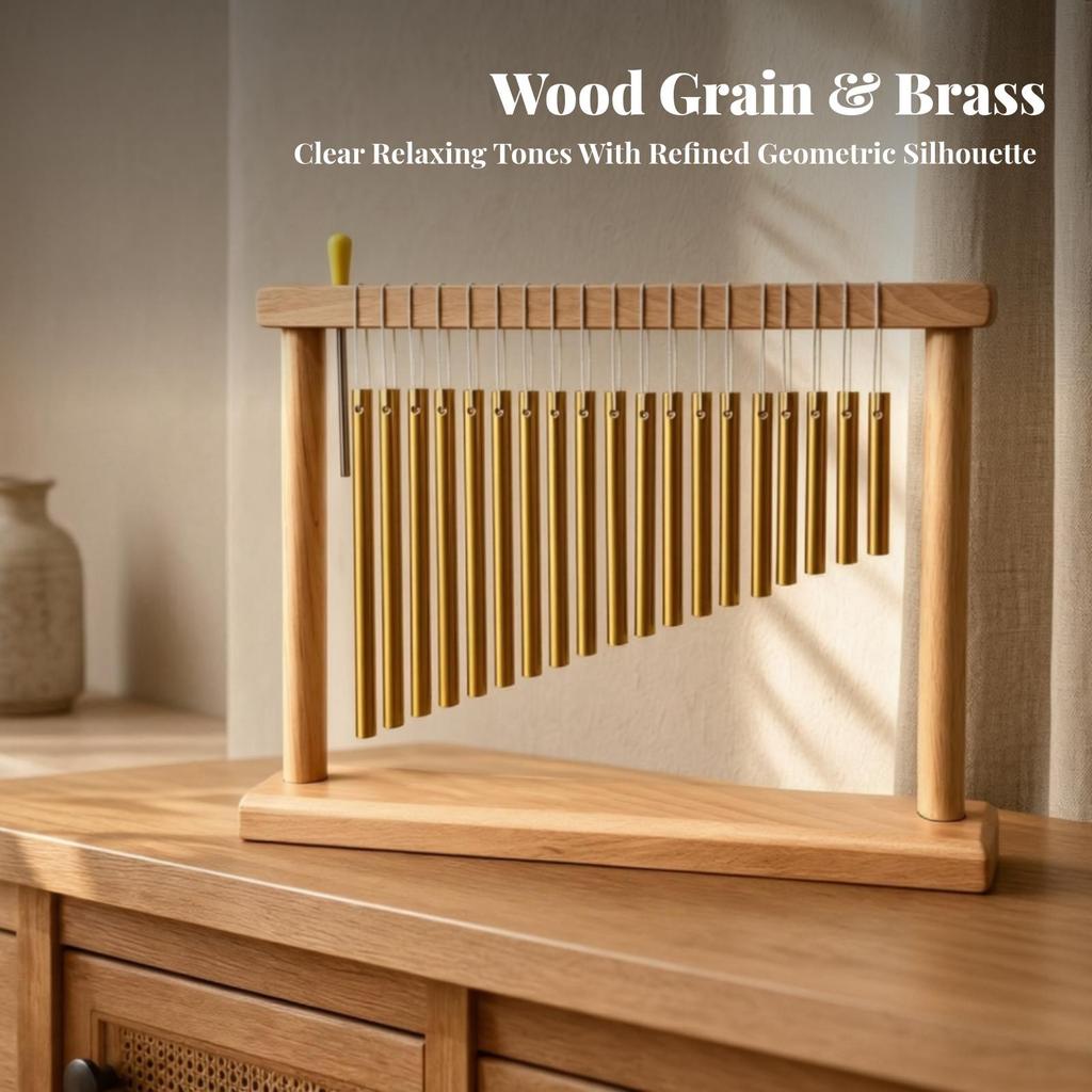Windspiel mit rechteckigem Holzrahmen Bezaubernde Töne für Balkon, Garten