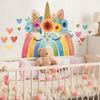 Self-adhesive Wall Stickers Cartoon Rainbow Unicorn Hearts for Kids Room Bedroom Living Room Home Decor