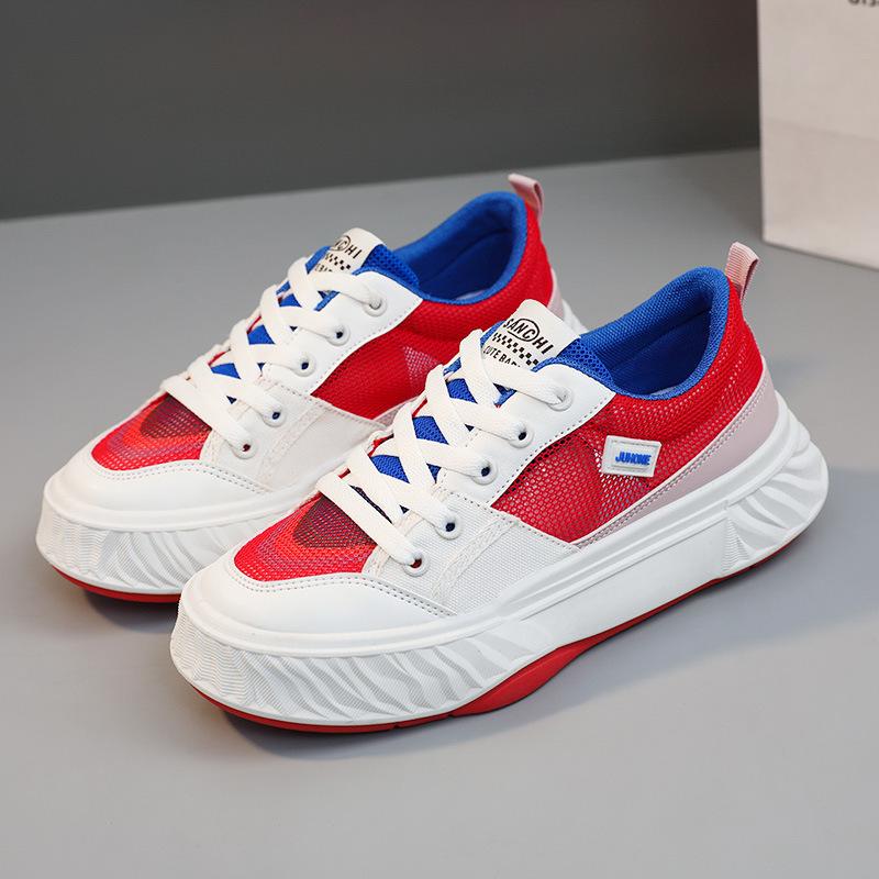 

[Customized] JH1901 color matching women s shoes summer tide breathable mesh surface heightened thick-soled casual mandarin duck shoes popular women 35