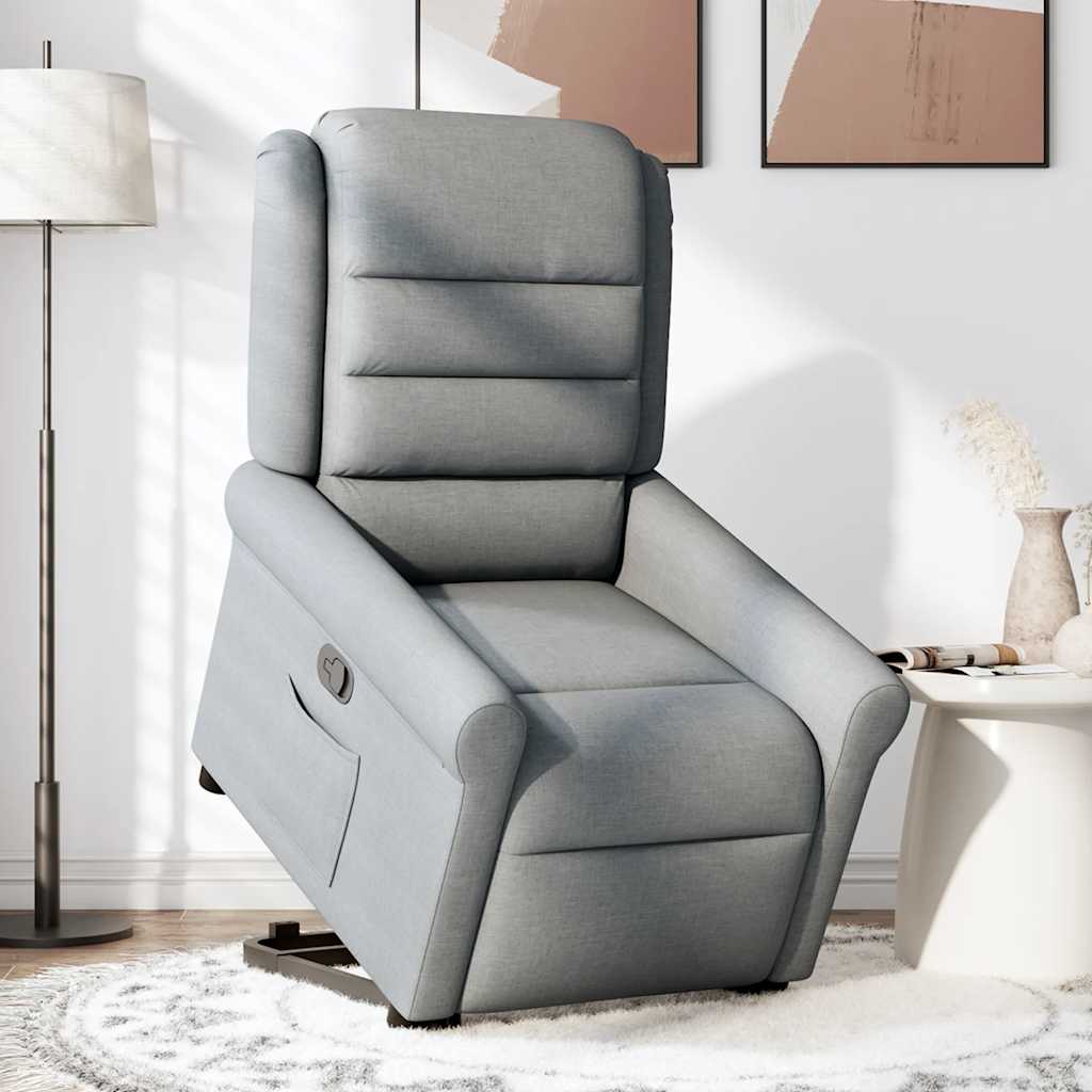 Recliner Chair with Rising Function Light Grey Fabric