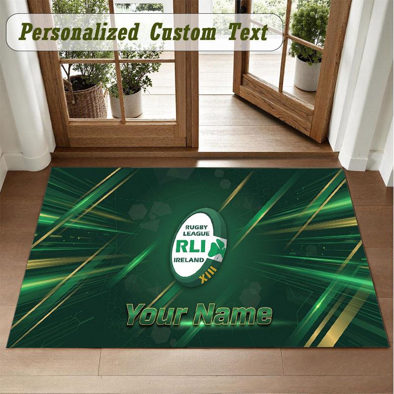 Crystal Velvet Square Rug Custom NameIreland Rugby Pattern Non Slip Home Floor Decor Rug