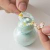 Mini Gourd Zisha Teapot Pendant with Small Handle and Crystal Lid Ornament