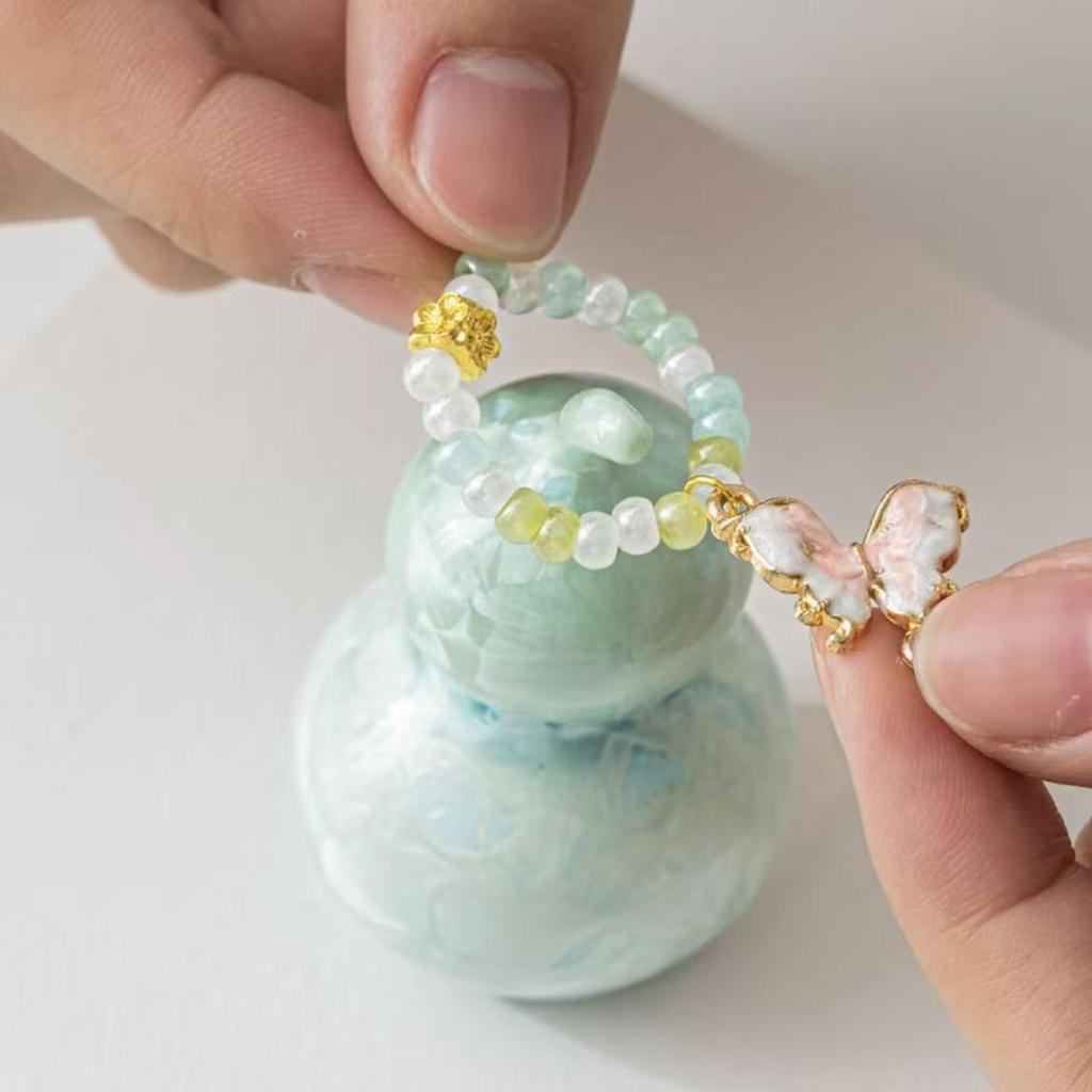 Mini Gourd Zisha Teapot Pendant with Small Handle and Crystal Lid Ornament