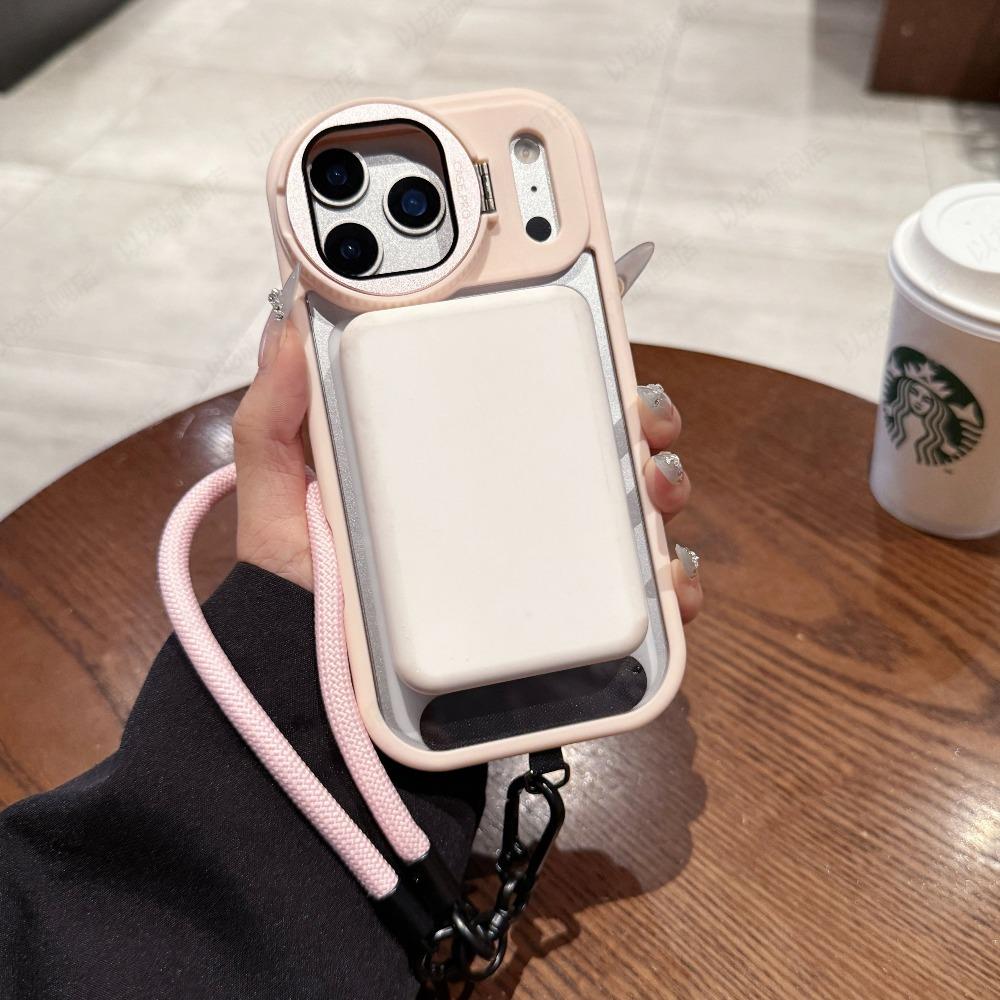 Transparent for Magsafe Lanyard Bracket Case for iPhone 17 16 15 14 Pro Max 12 13 11 Magnetic Hand Wrist Strap Stand Clear Cover