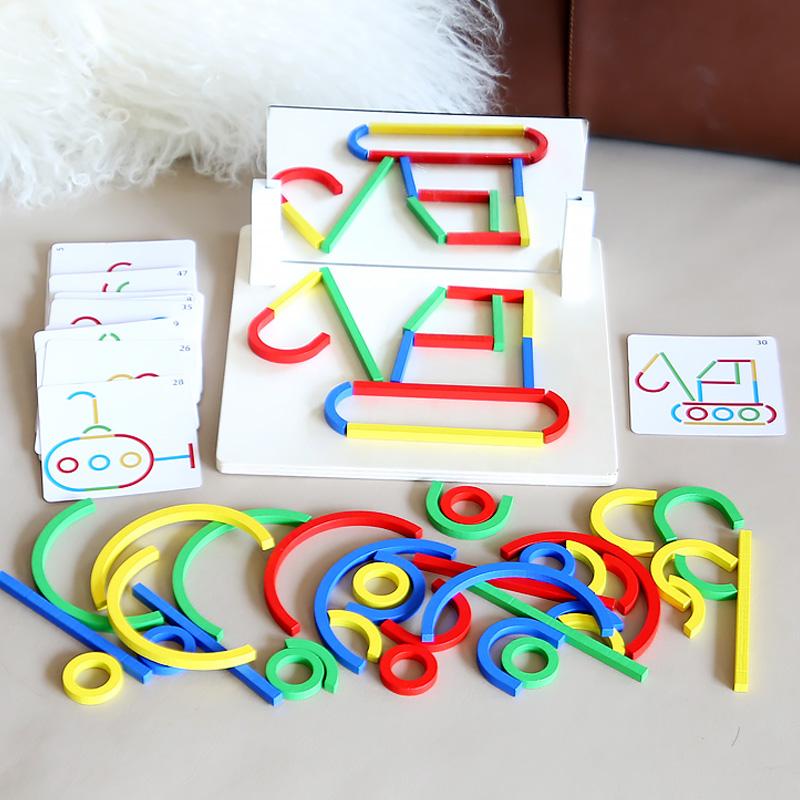 Good Quality Wooden Creative Sticks And Rings Puzzle Intelligence Game Montessori Early Childhood Educational Toys For Kids Gift