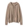 2025 Autumn Women's College Style Cashmere Hooded Cardigan Sweater with Zipper