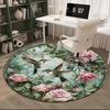 Hummingbirds And Roses Garden Round Carpet Chair Cushion Round Entryway Rug, Soft Round Rugs for Living Room, Bedroom, Circle Carpet Decor Gifts