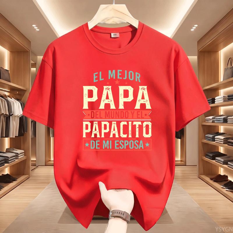 The Best Dad In the World T-shirt Gift for Dad T-Shirt Spanish Father's Day Tees Crewneck Short Sleeve Printed Tees Clothing