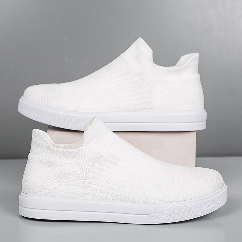 

Yi Walking Leopard 2025 Four Seasons Large Size Flying Weaving Men s Sneakers Breathable Thick-soled Lightweight Running Shoes Comfortable 40 белый