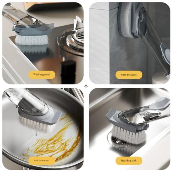 Cleaning Brush with Ergonomic Anti-Slip Handle Strong Bristles Pot Cleaner Efficient Stain Removal Multi-Purpose Kitchen Brush