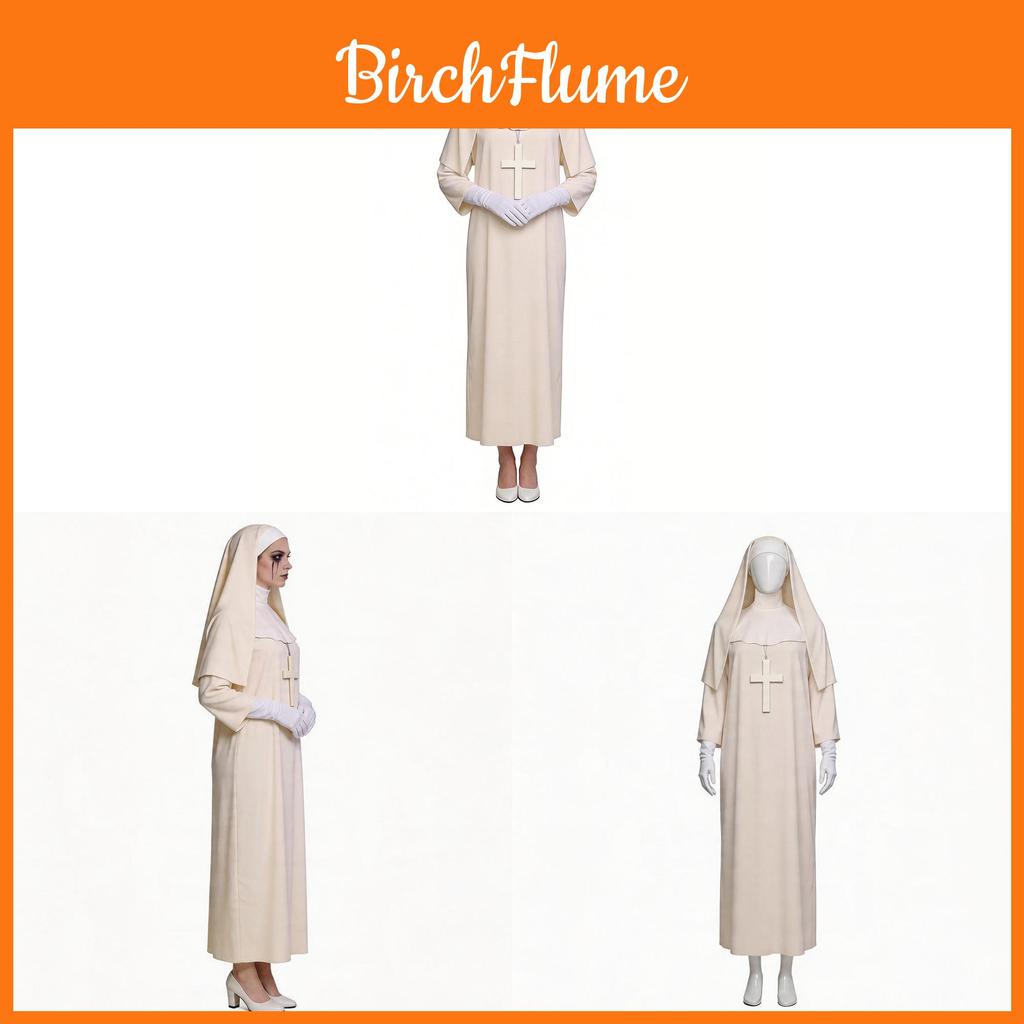 Costume Cosplay da Suora Gotica in Tessuto di Poliestere per Halloween e Feste a Tema