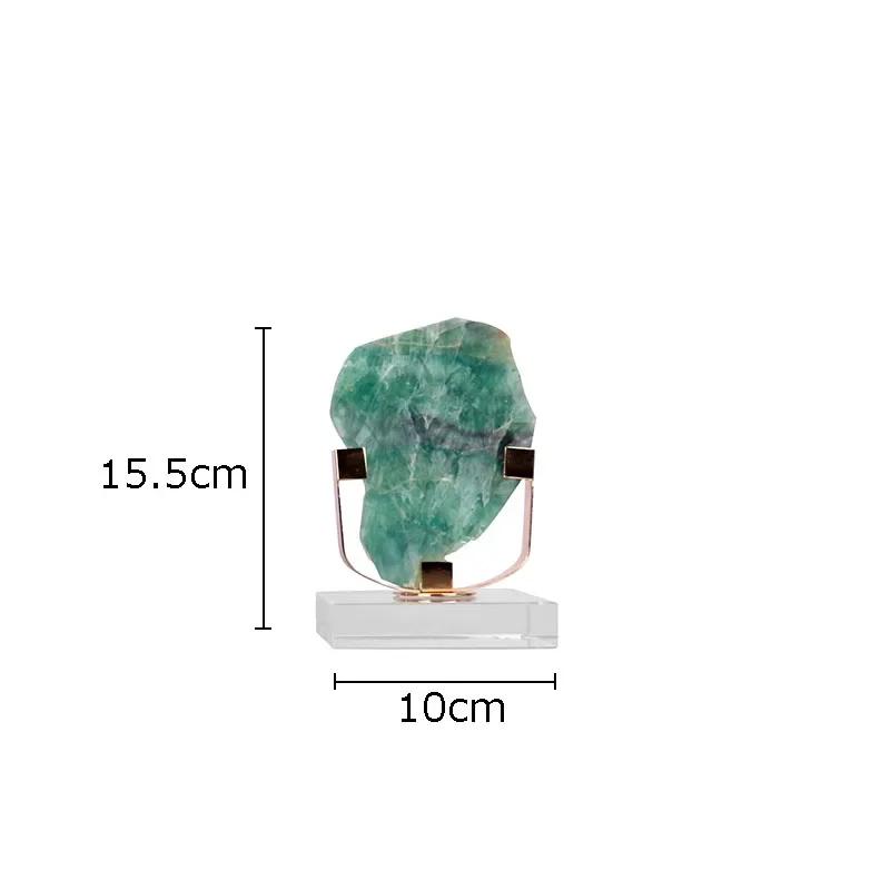 

Natural Green Fluorite Crafts Sculpture Crystal Base Ornaments Desk Decoration Modern Crystal Artwork Room Aesthetics Decor