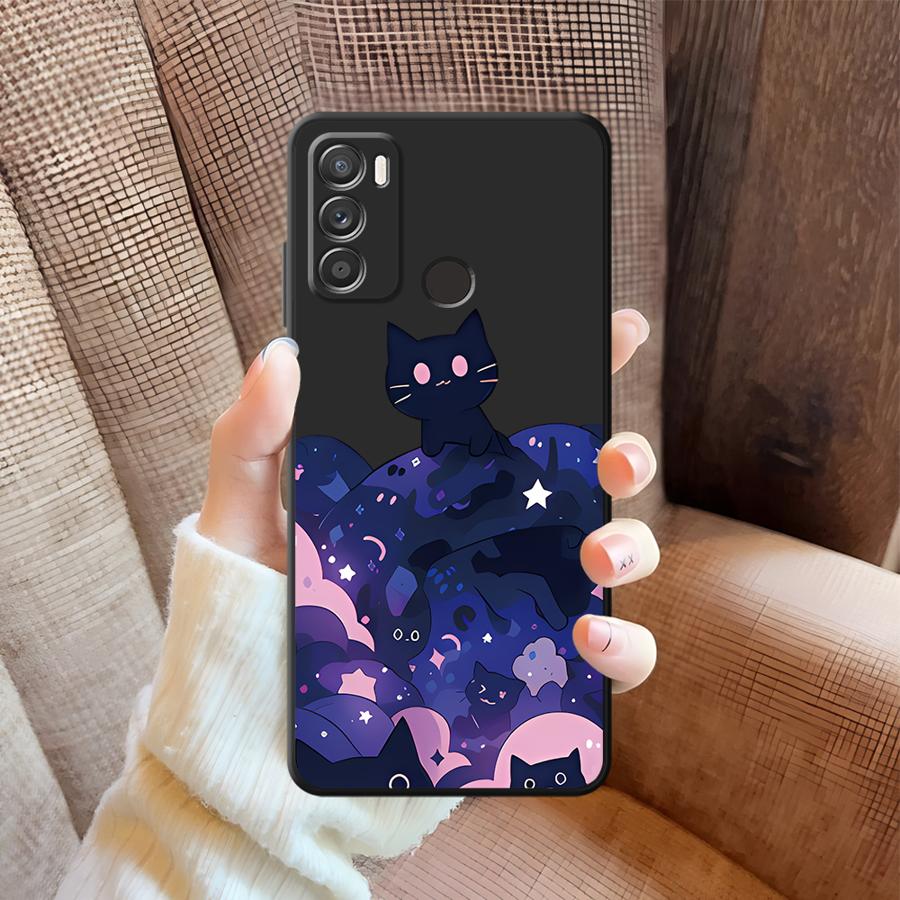 Etui do Motorola Moto G71 G53 G30 G50 G22 Edge40 G51 G73 G52 Edge 20 Pro 30 Lite G60s G32 Pokrowiec Czarny Kot Gwieździsta Noc