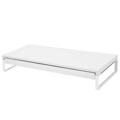 LIHIT LAB Computerständer, Monitorständer, Schreibtischständer, Weiß, 59 cm breit x 25 cm tief x 10 cm hoch, mit Schublade, 15 kg Tragfähigkeit, A7338-0