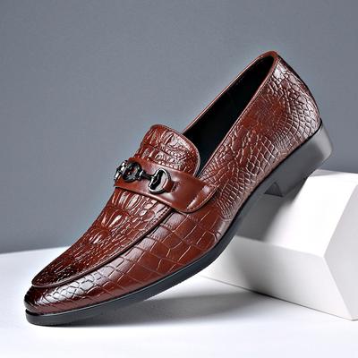 Business Dress Men'S Shoes With Trousers Leather Shoes Men'S Crocodile Pattern Foot Cover Large Size Men'S Single Shoes