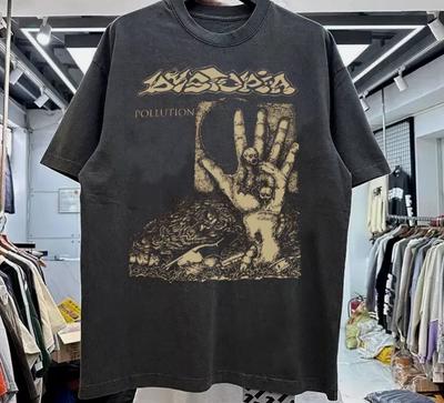 Dystopia Μπάντα 90S Γραφικό Επανεκτύπωση Μαύρο Κοντομάνικο Unisex T Shirt