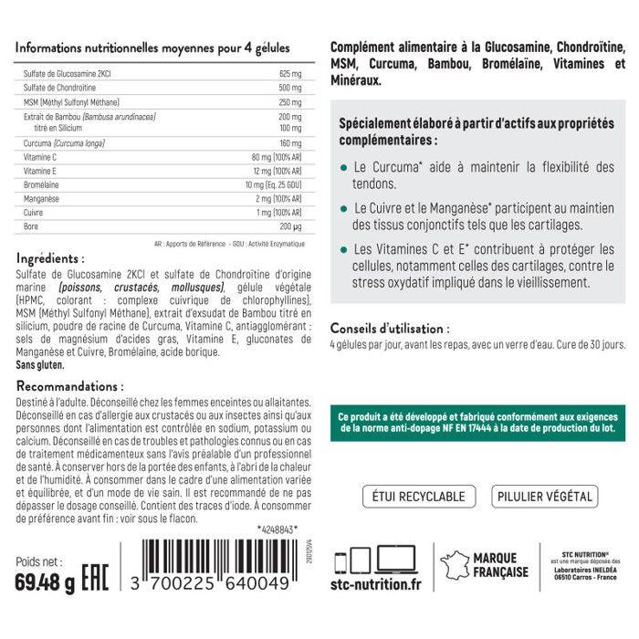 STC NUTRITION - Artrosamine - Résistance des articulations - Souplesse des tendons - 120 Gélules - Sans Gluten - Cure 30 jours