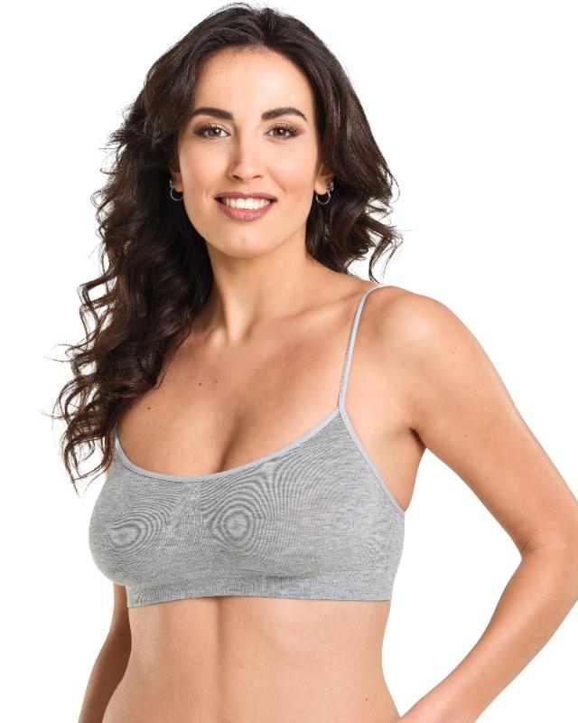 Soft Women's Bra Without Wires and with Smooth Cups, Gray Soft Women's Bra Without Wires and with Smooth Cups, Gray