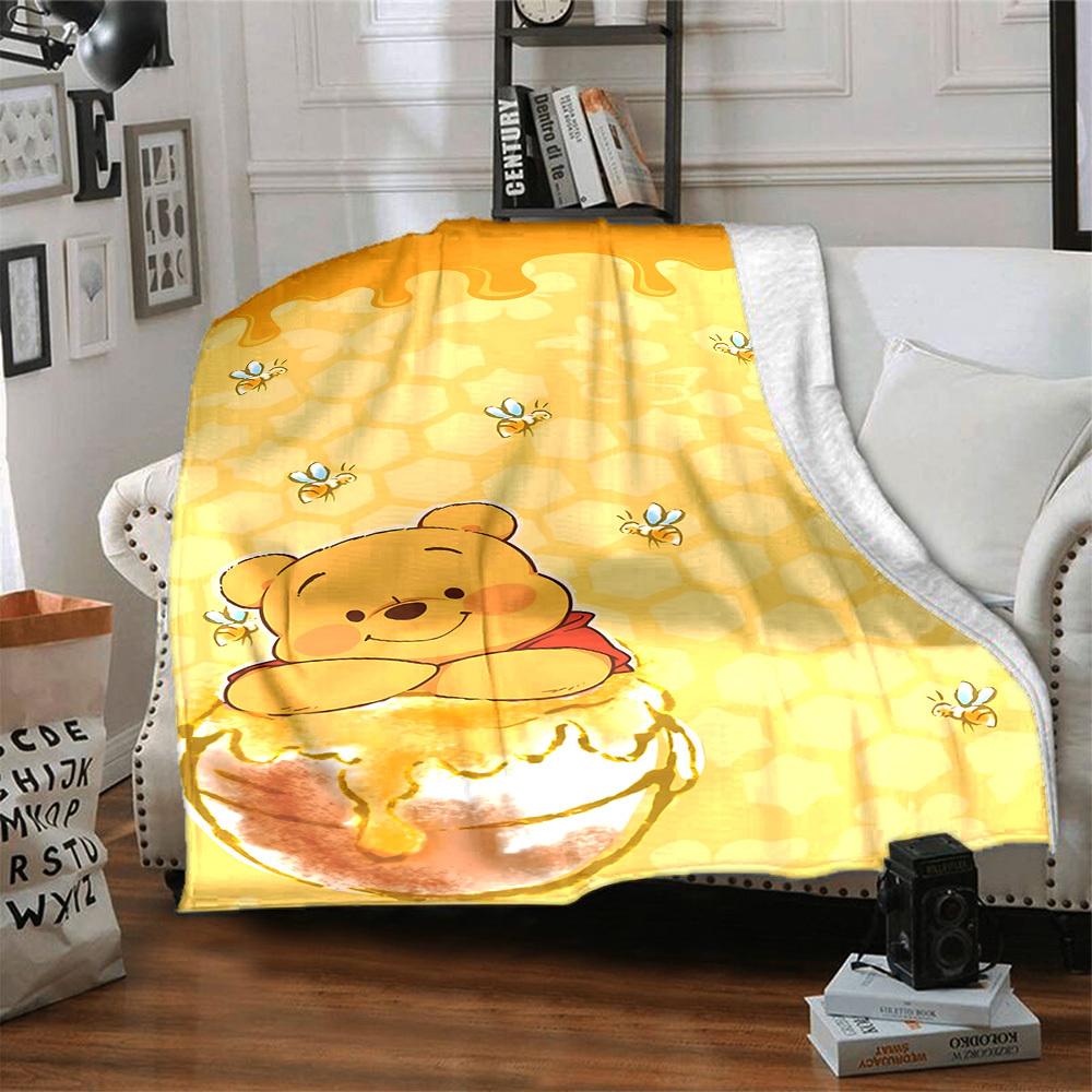 1 Stück Puuh Bär Wabenmuster Decke Leichte Flanell Überwurfdecke für Sofa Bett Reise Camping Wohnzimmer Büro Couch Stuhl
