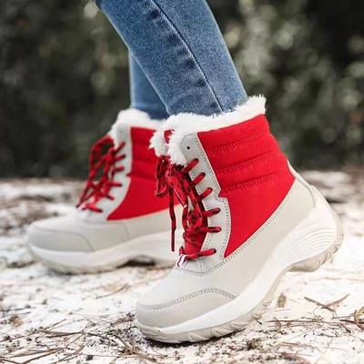 Women Boots Waterproof Heels  For Winter 2024 Platform Ankle Boots Keep Warm Snow Shoes Plush Outdoor Short Boots