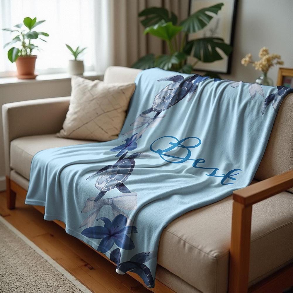 Blue Stripe Watercolor Lemon Anime Cartoon Flannel Blanket Soft Warm Throw for Bedroom Sofa Car Kids Holiday Gift