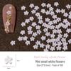 100pcs 3D Japanese-Style Five-Petal White Flower Resin Nail Decorations