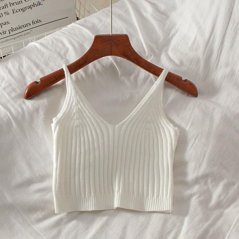 Sexy Crop Tops Pletené Halter Tílko Ženy Léto Camis Košilka bez zad Móda Žebrovaný top s trubkou Dámská zkrácená vesta bez rukávů