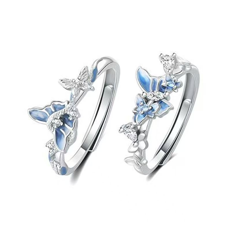 Blue Butterfly Opening Adjustable Ring, Exquisite Fashion Accessories Gift