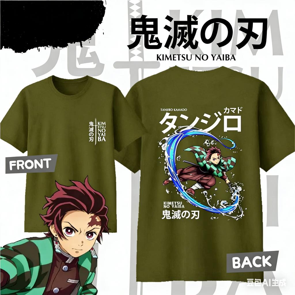 Demon Slayer Kamado Tanjiro Pure Cotton Tshirt for 2026 Summer KidsUnisexsWomens Fashion Casual Cosplay Short Sleeved Tshirt