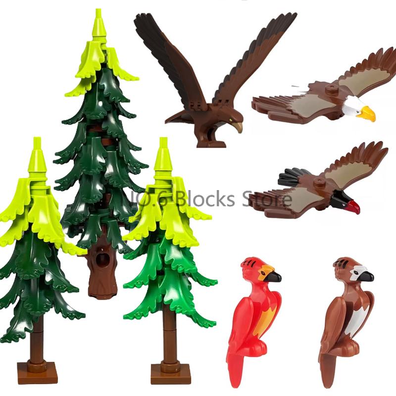 MOC Animali Blocchi da Costruzione Zoo della Foresta Tigre dai Denti a Sciabola Orso Alce Elefante Aquila Squalo Scimmia Leone Giocattolo Mini Mattoncino Regalo per Bambino S09