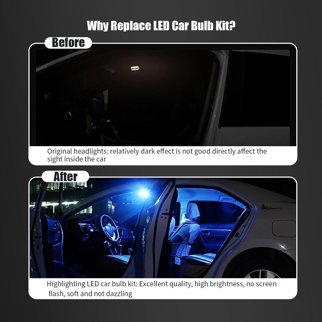 Pack-24 Car LED Bulb Kit Set, T10 31 mm 42 mm Interior Car Lights Bulbs Dome Light, Festoon Bulbs LED Replacement Bulbs for Car Dome Map Door