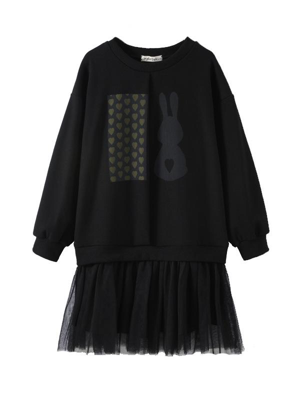 

Girls Fashionable Cotton Dress for Autumn; Children s Long-sleeved Pullover Dress 120cm чёрный