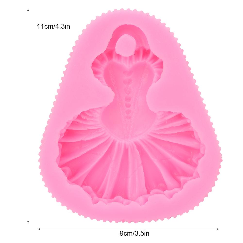 Household Kitchen Pink Dancing Skirt Silicone Mould Baking Cake Cookie Mold DIY ToolPink
