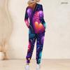 Women Plus Size V Neck Long Sleeve Scrub Set Modern Geometric Line Triangle Abstract Print Nurse Uniform Set