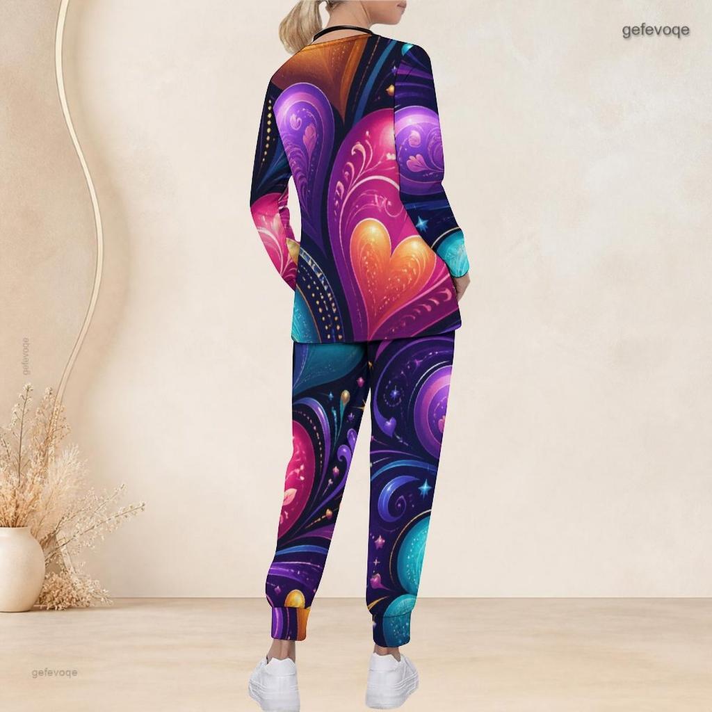 Women Plus Size V Neck Long Sleeve Scrub Set Modern Geometric Line Triangle Abstract Print Nurse Uniform Set