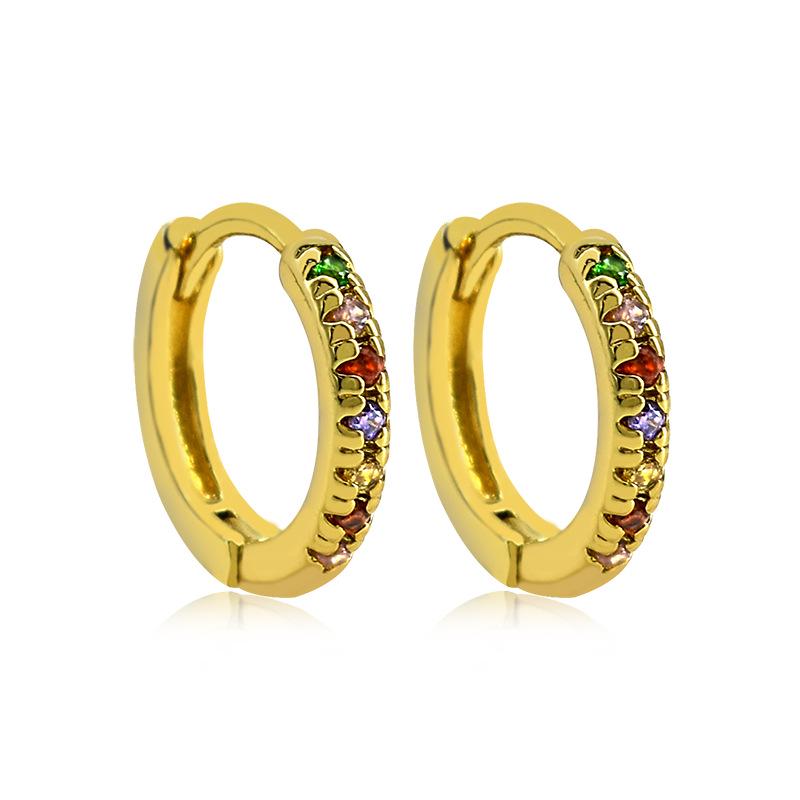 High-End Fashion Gold-Silver Single-Row Diamond Hoop Earrings