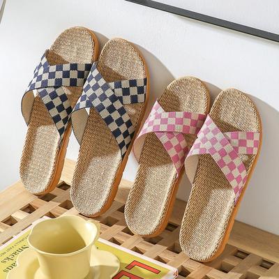 Summer Linen Slippers Men's Home Indoor Deodorant Silent Home Non-slip Four Seasons Cotton and Linen Slippers Men's Summer