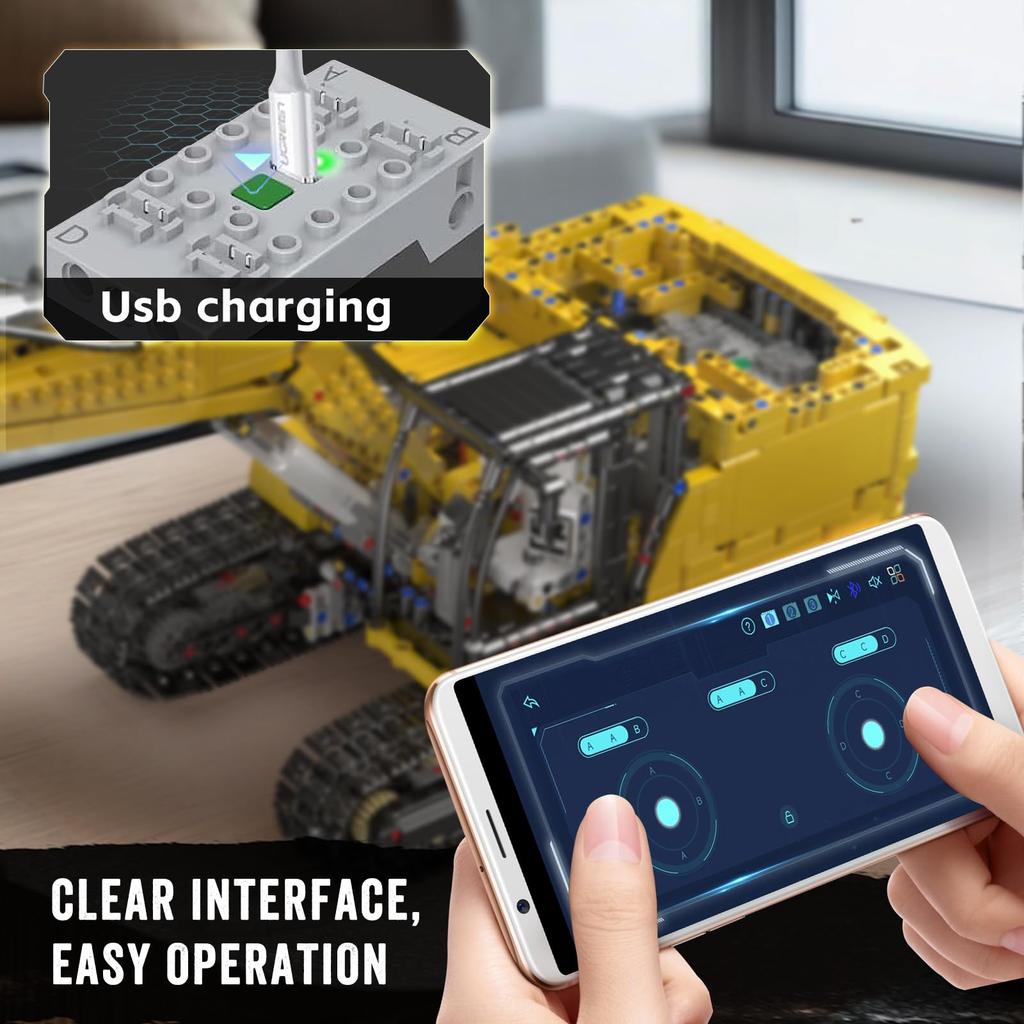 Mould King STEM Technologie Maßstab RC Ausgrabungsblock 2169 Teile Fernsteuerbarer wiederaufladbarer Baggerblock Geeignet für Kinder und Erwachsene 120 Set,