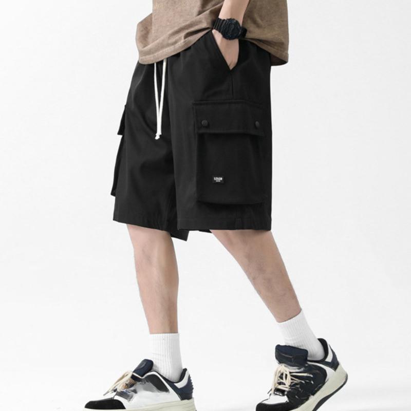 Herren Sommer Dünne Schnelltrocknende Mehrfach-Taschen Einfarbig Werkzeug-Shorts Herren Japanische Locker Übergröße Fünf-Punkt-Hose