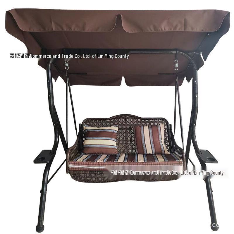 Wrought Iron Hanging Chair: Double Swing for Kids and Adults, Indoor & Outdoor Use, Ideal for Balcony or Courtyard.