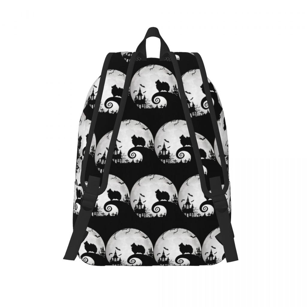Pomeranian Dog And Moon Halloween Backpack Hot Sale Daypack Large Capacity BookBag School Bag Shoulder Bags for Men Women