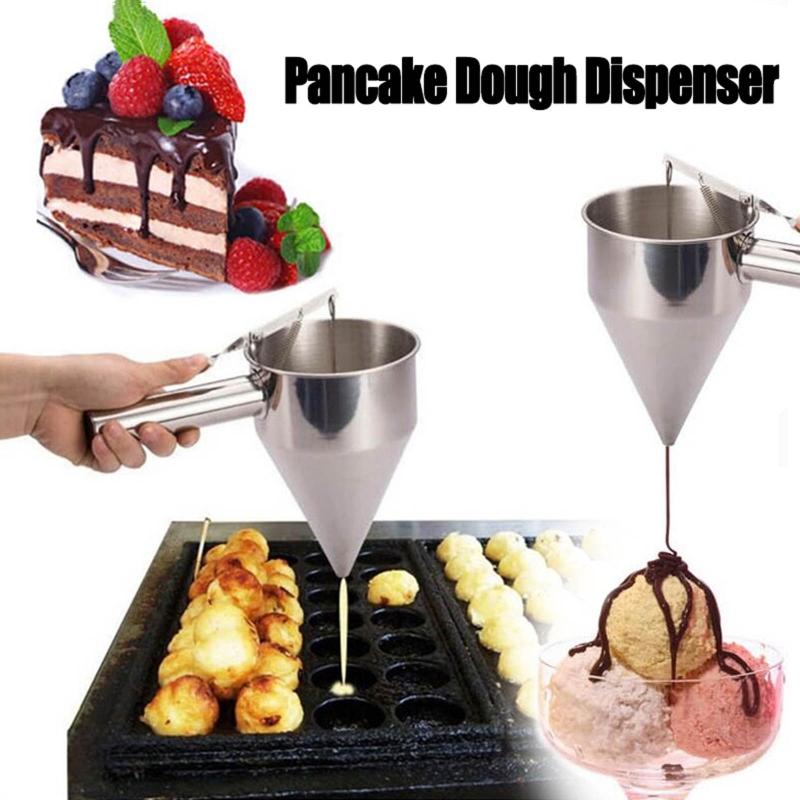 Stainless Steel Piston Funnels Octopus Balls Gadgets with Rack Batter Dispensers Cake Decorating Tools Funnel Dispensers