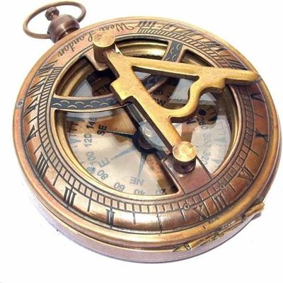 Brass Pocket Compass for Traveling Hiking Camping Walking Push Button Pocket Solar