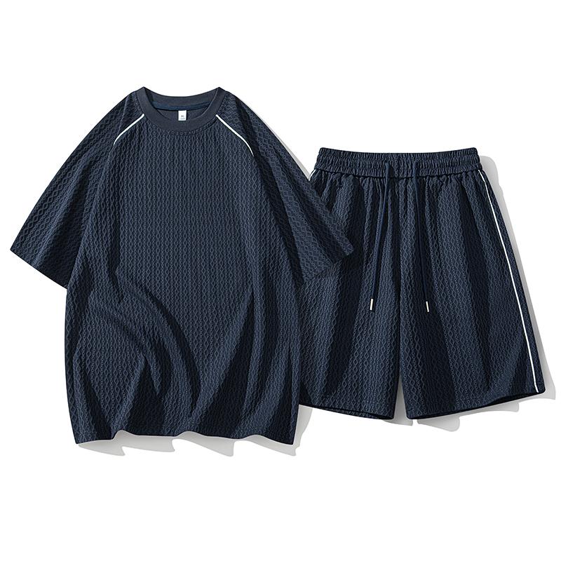 Completi Sportivi e Casual Estivi a Maniche Corte da Uomo, Set Due Pezzi Sottile in Seta di Ghiaccio ad Asciugatura Rapida