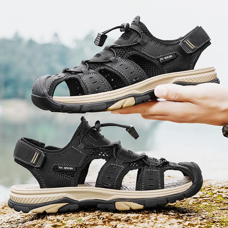 Fashion New Anti-collision Toe Men's Sandals Handmade Stitching Beach Shoes Non Slip Outdoor Wading Aqua Shoes Summer Sandaly Sneakers